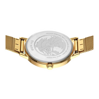 Bagside af Bering Classic dameur 13434-333 i guldfarvet rustfrit stål