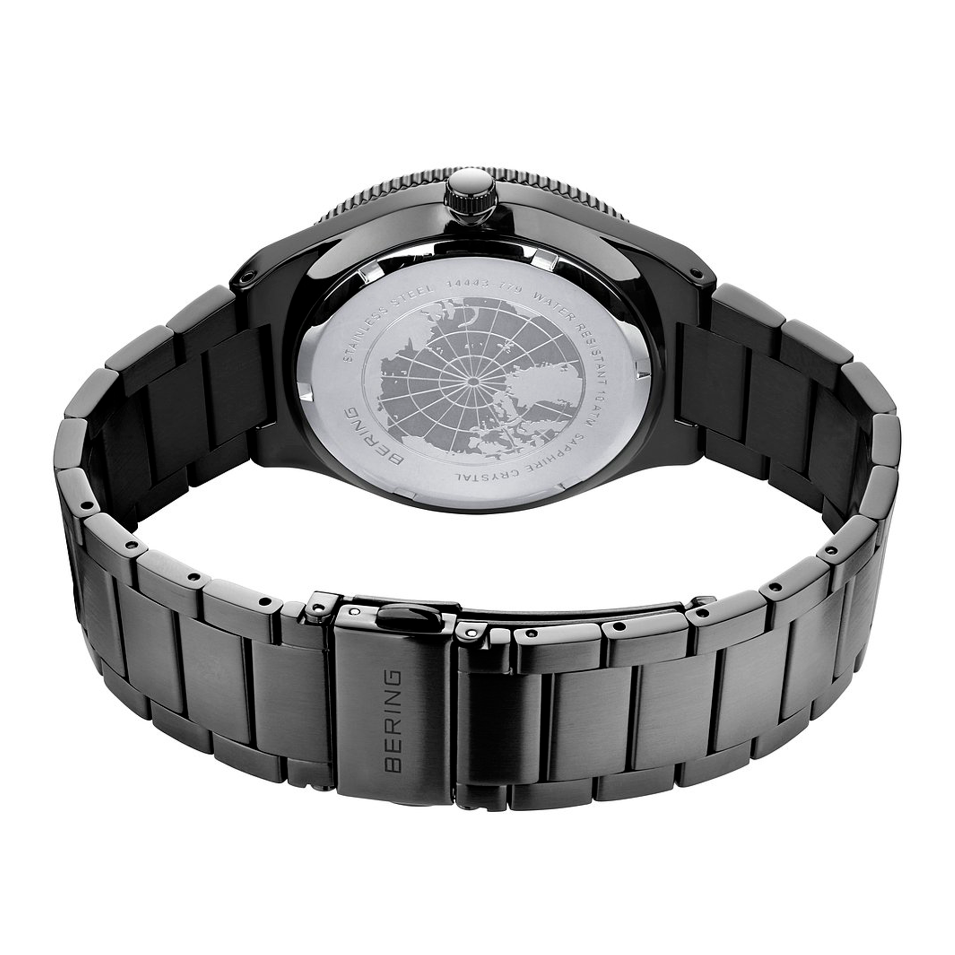 Bering 14443-779 herreur med sort stållænke og moderne sportsdesign