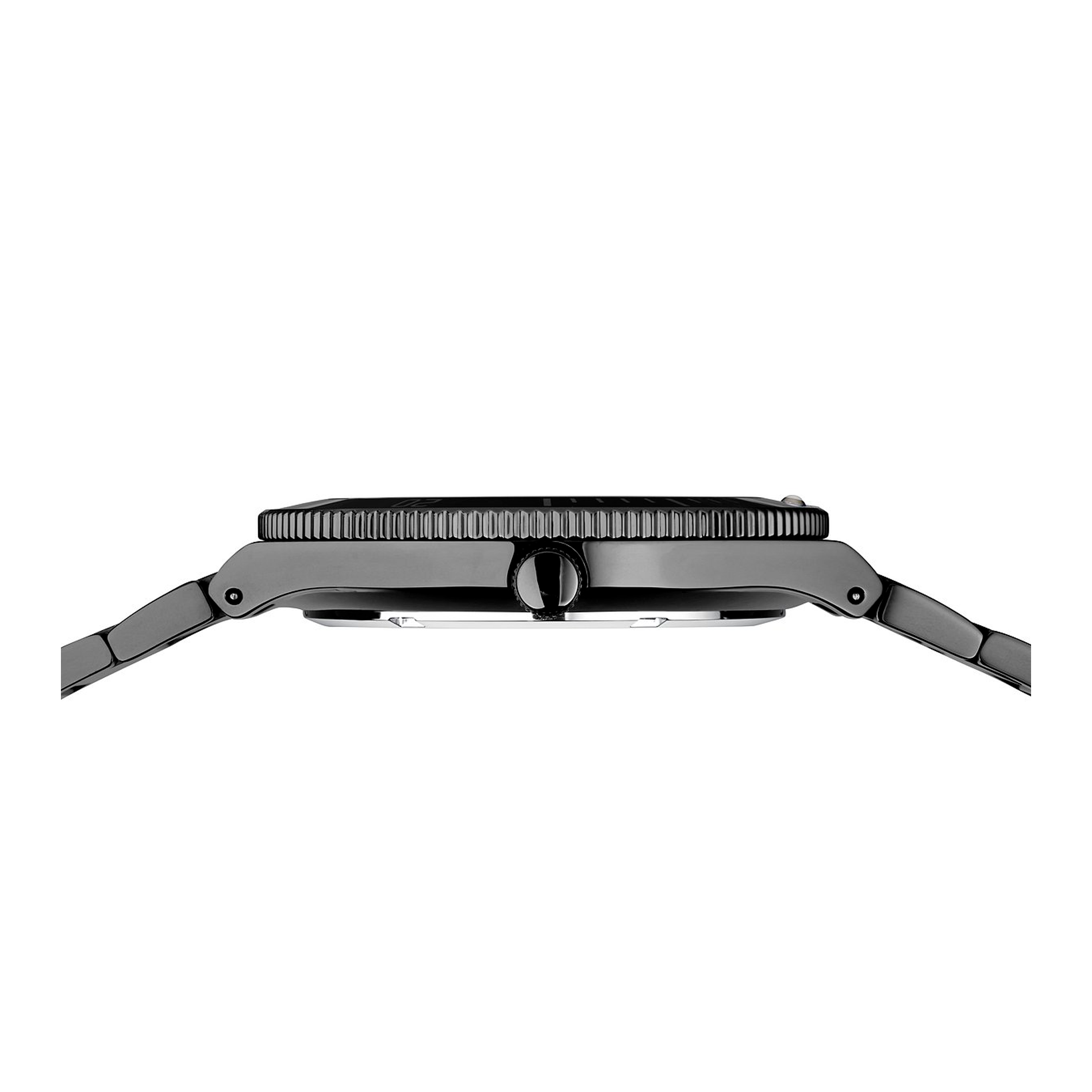 Sideprofil af Bering Sale 43 mm herreur i sort rustfrit stål