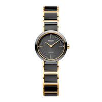 Bering Slim Ceramic dameur 27 mm i sort og guldfarvet med keramisk lænke