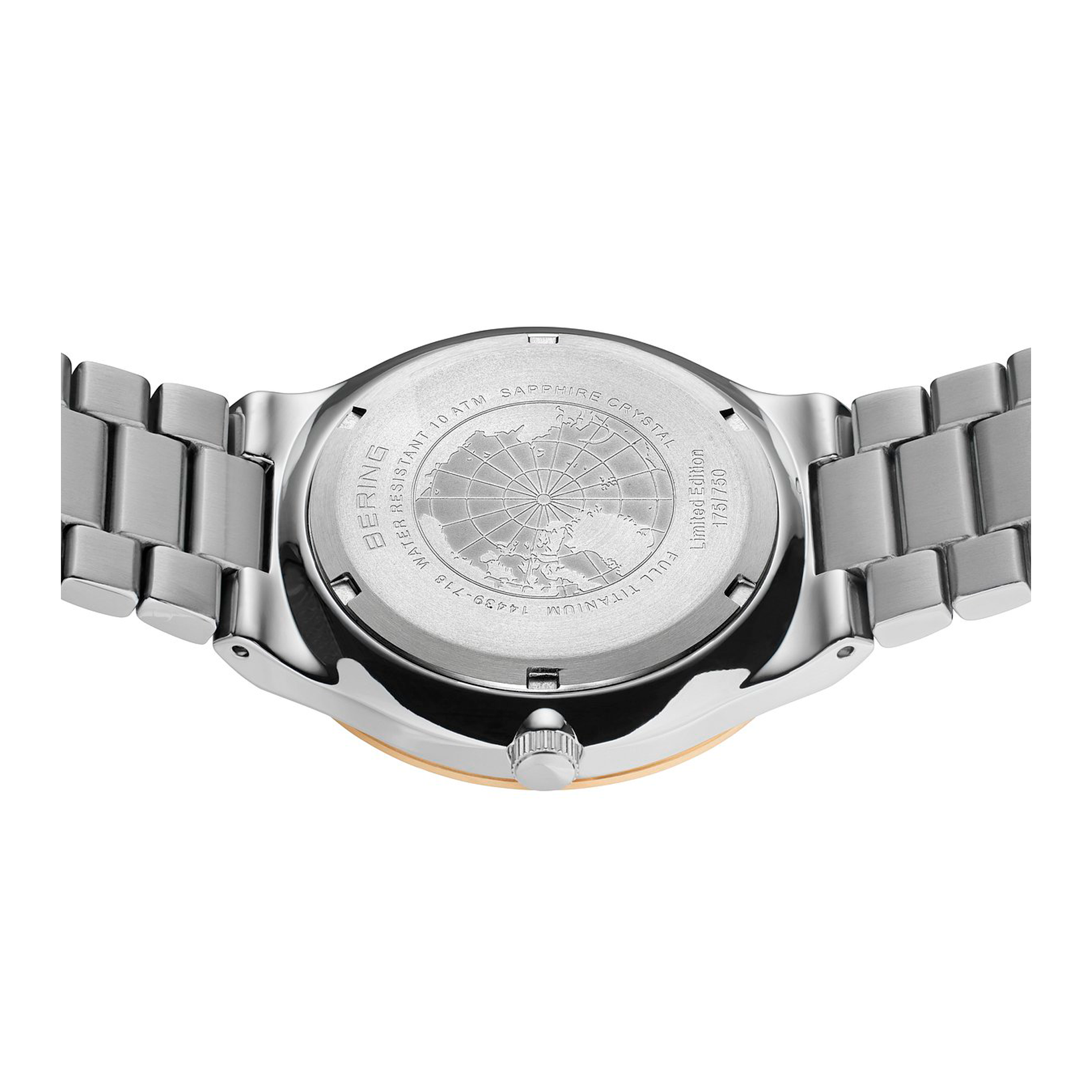 Bagkasse på Bering Solar 39 mm model 14439-718 i titanium med safirglas og 10 ATM vandtæthed