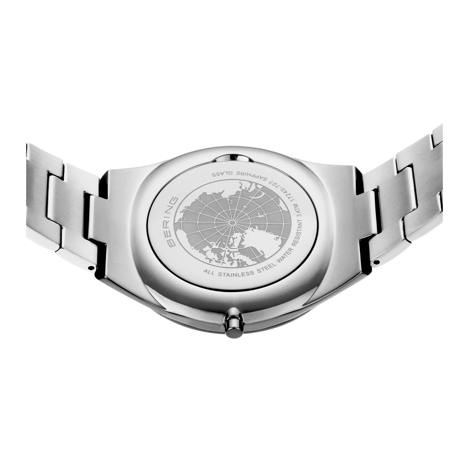 Bagside af Bering Ultra Slim 40 mm model 17240-707 med rustfri stållænke