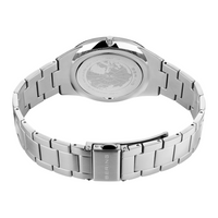 bagside af Bering Ultra Slim 40 mm med blå struktureret urskive og datovisning