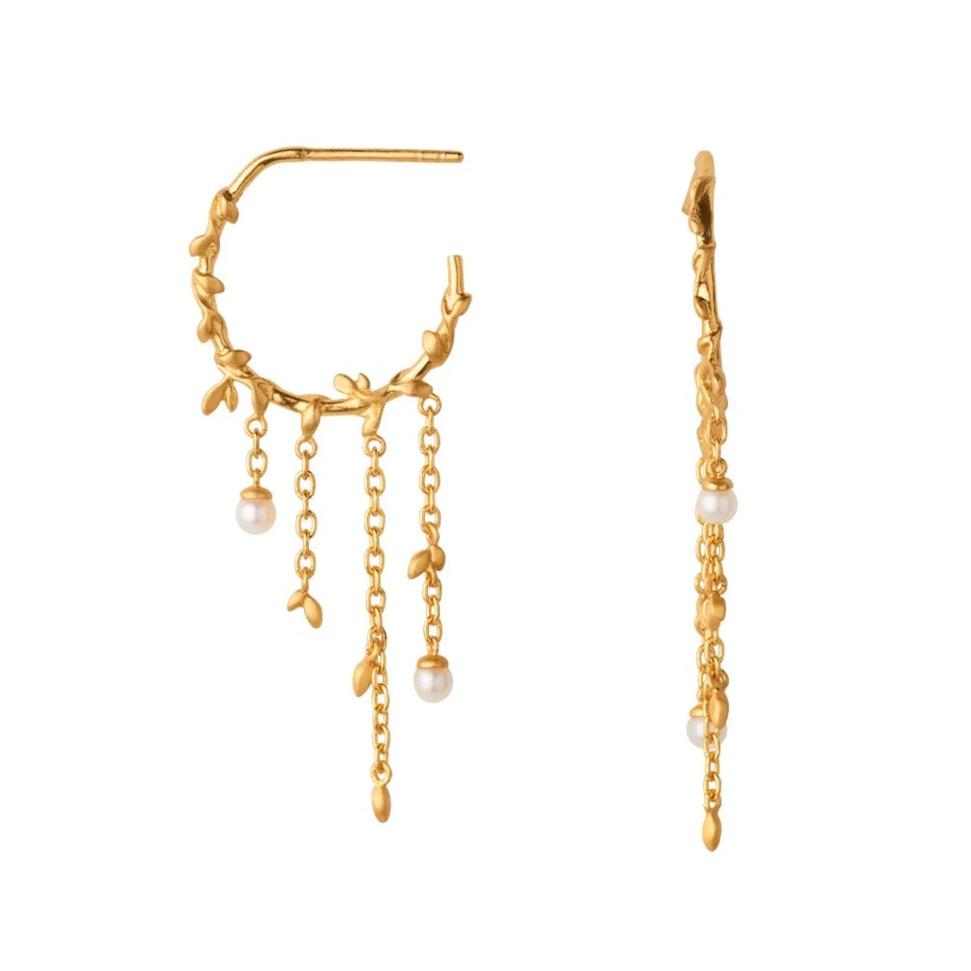byBiehl Jungle Ivy Hoops Pearl i forgyldt