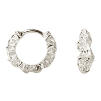 Camille Brinch Lille Flare Zebra Hoops i 925 sterling sølv med hvide zirkonia, rhodium og Zebra-design, 11 mm