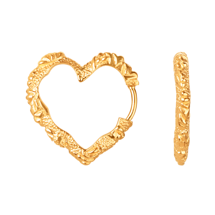 Camille Brinch Mellem Heart Crush creoler i forgyldt 925 sterlingsølv