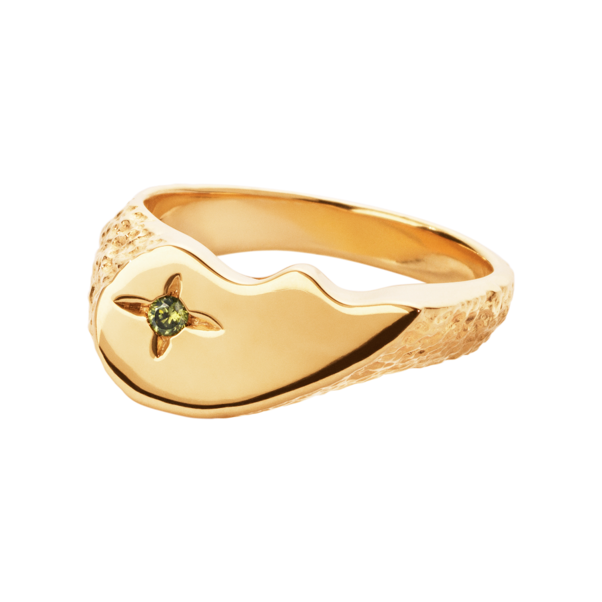 Camille Brinch Shiny BFF Sparkly ring i forgyldt 925 sterlingsølv med grøn zirkonia
