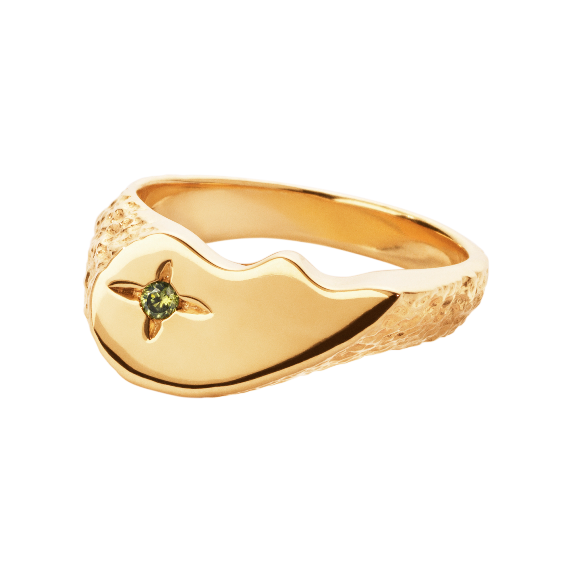 Camille Brinch Shiny BFF Sparkly ring i forgyldt 925 sterlingsølv med grøn zirkonia
