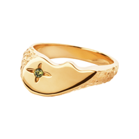 Camille Brinch Shiny BFF Sparkly ring i forgyldt 925 sterlingsølv med grøn zirkonia