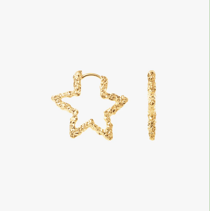 Camille Brinch Star Sparkly creoler i forgyldt 925 sterlingsølv