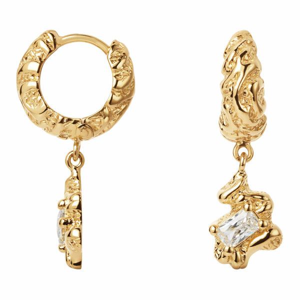 Camille Brinch Store Flare Zebra Hoops i 22 karat forgyldt sterling sølv med hvid zirkonia