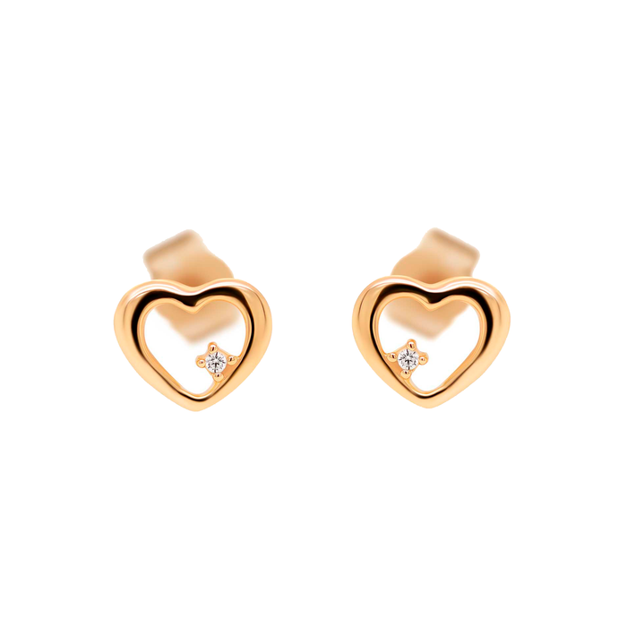 Carrie ørestikker i 8 kt. guld med åbent hjertedesign og funklende zirkonia for et romantisk, elegant og tidløst udtryk