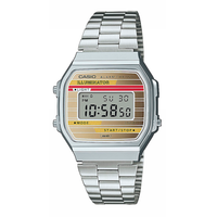 Casio A168WEHA-9AEF med guldfarvede detaljer på urskiven