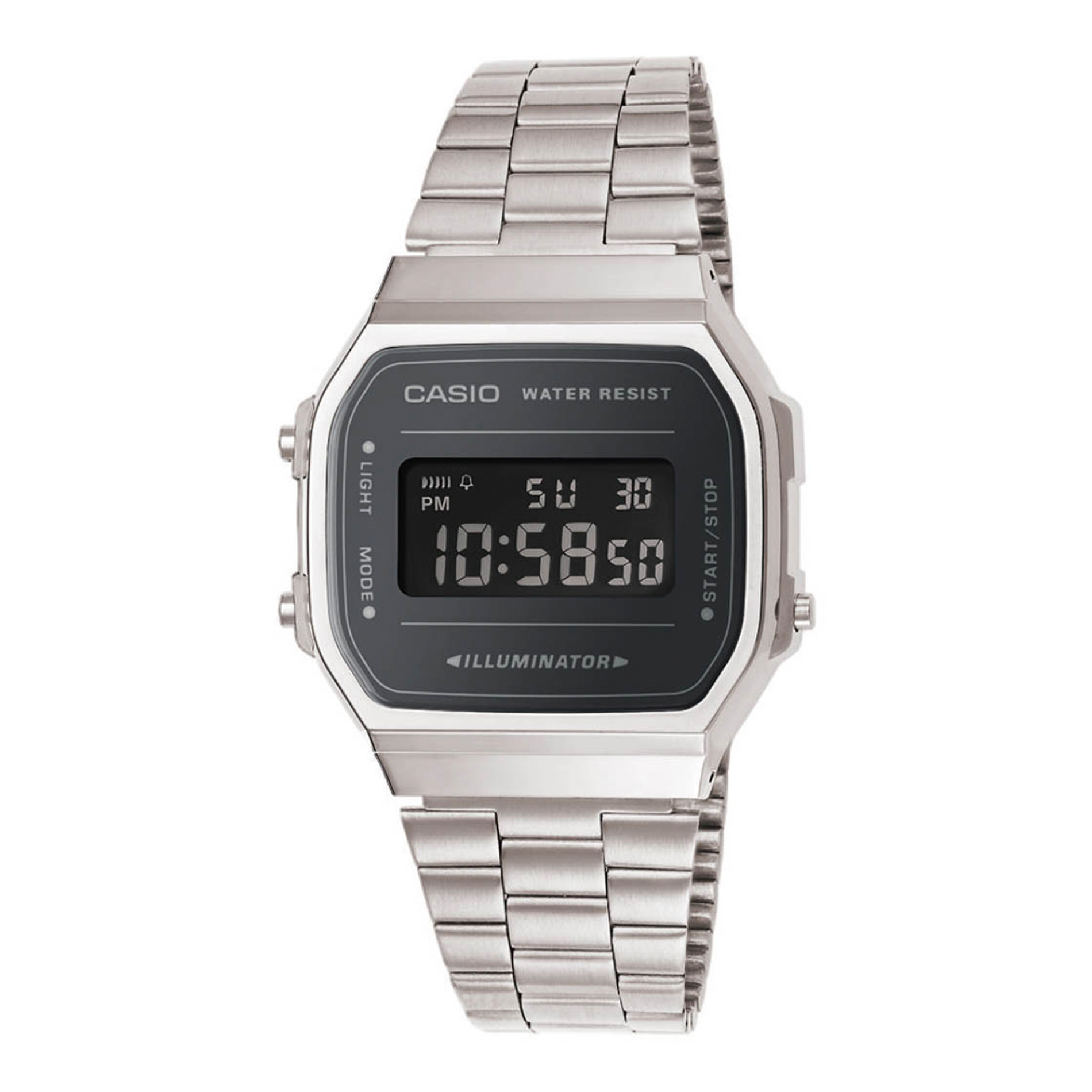 Casio A168WEM-1EF med sølvfarvet stållænke
