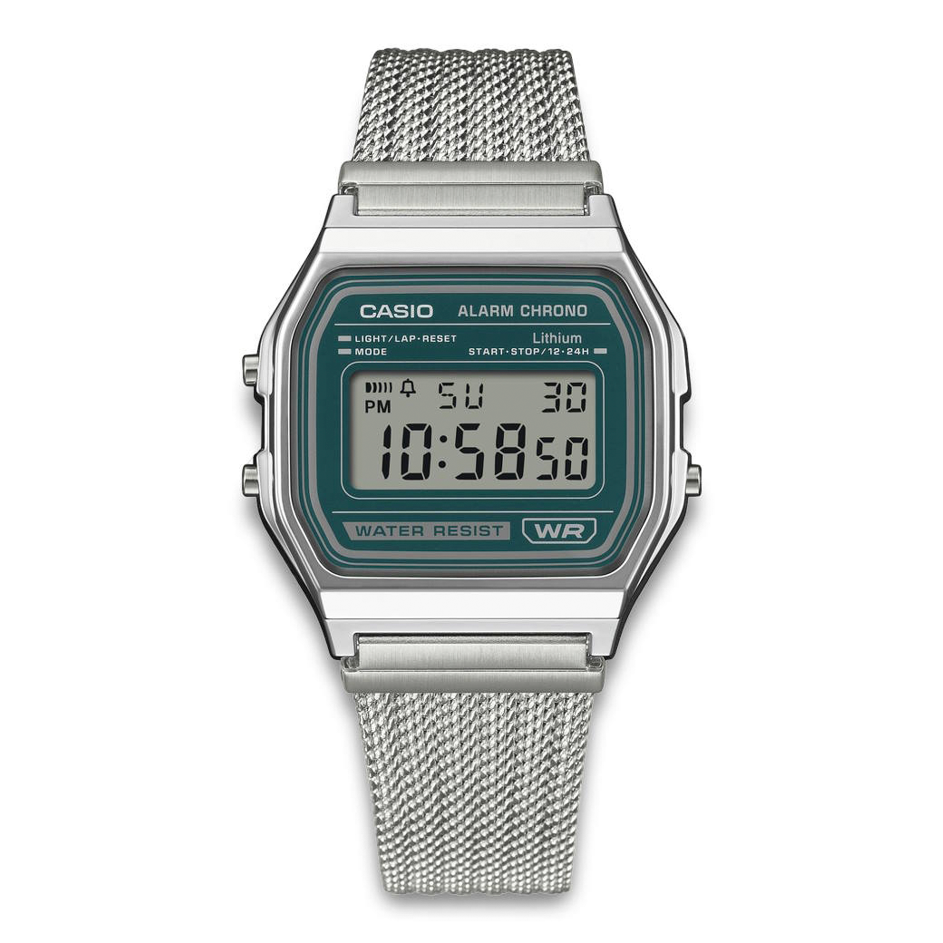 Casio Vintage A158WEM-3EF digitalur med grøn skive