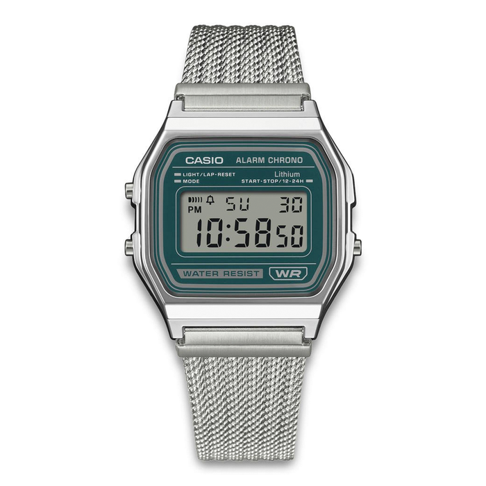 Casio Vintage A158WEM-3EF digitalur med grøn skive