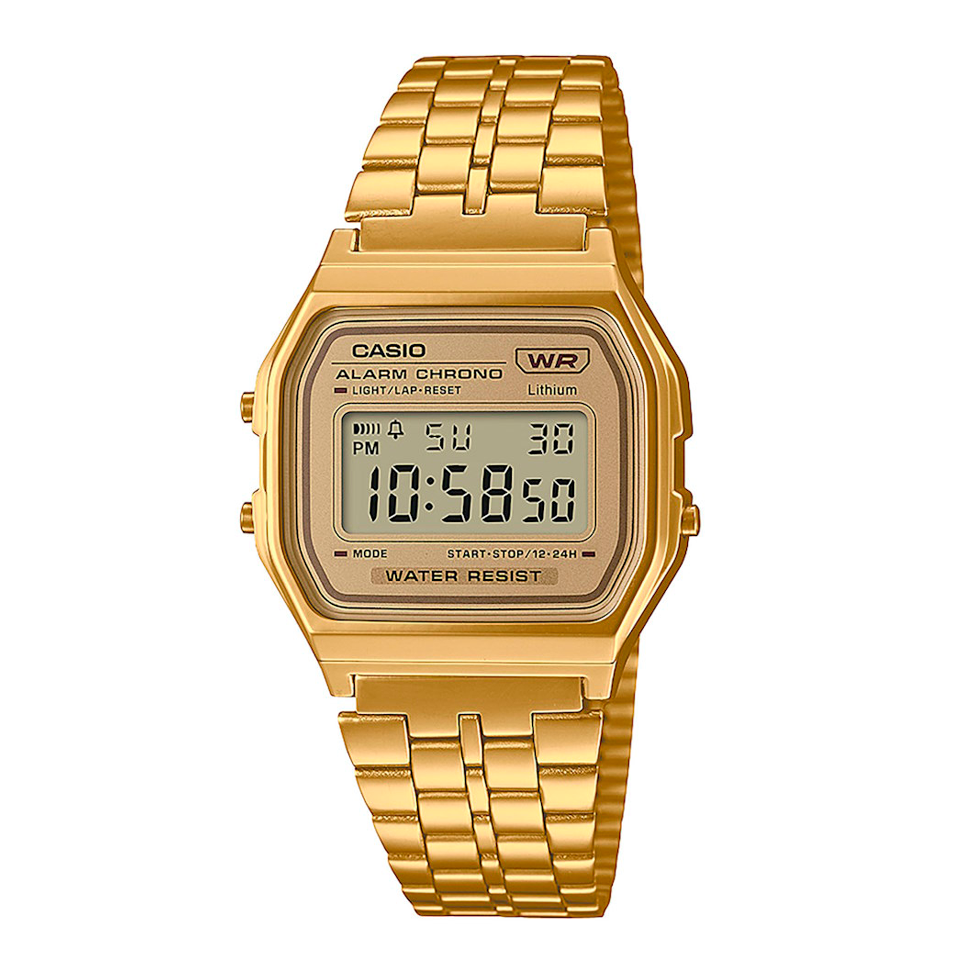 Casio Vintage ur med guldfarvet lænke og digitalt display