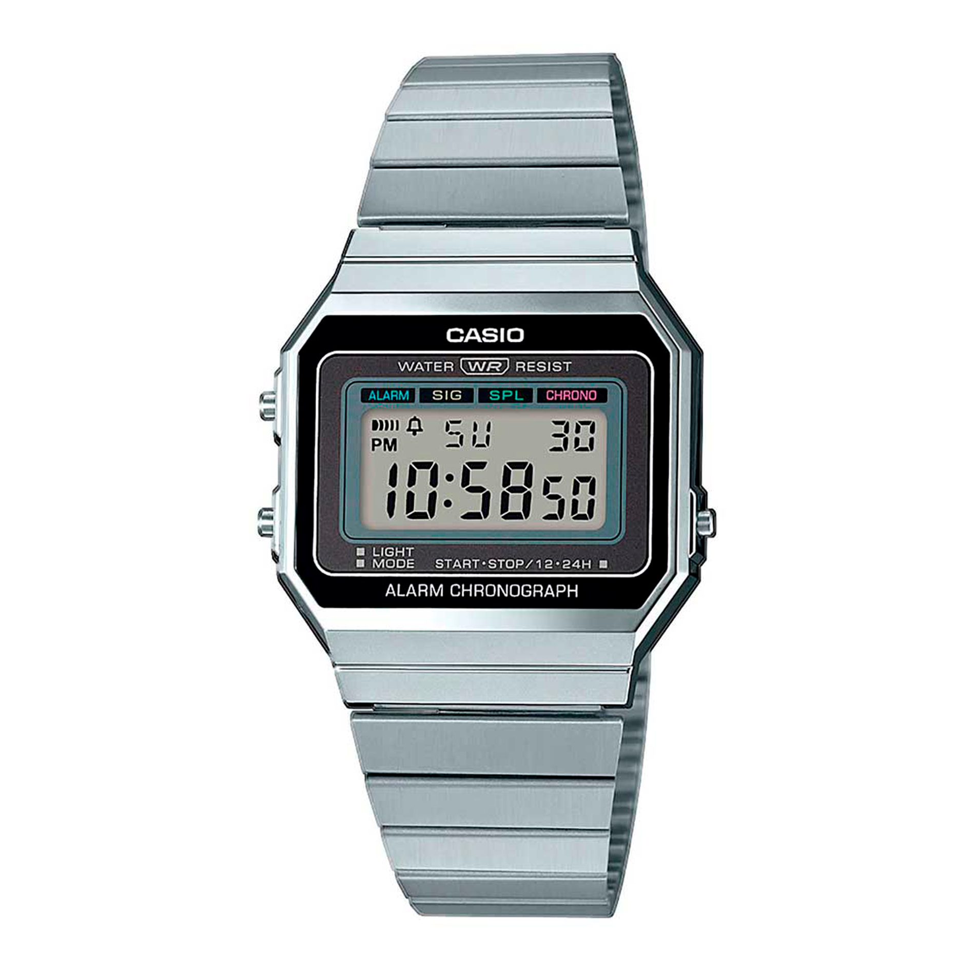 Casio A700WE-1AEF retro ur i sølvfarvet design