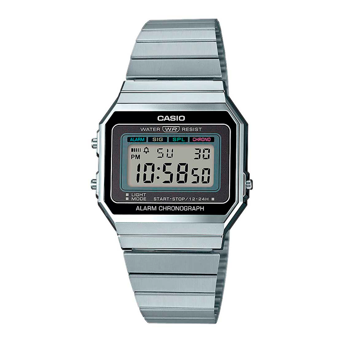 Casio A700WE-1AEF retro ur i sølvfarvet design