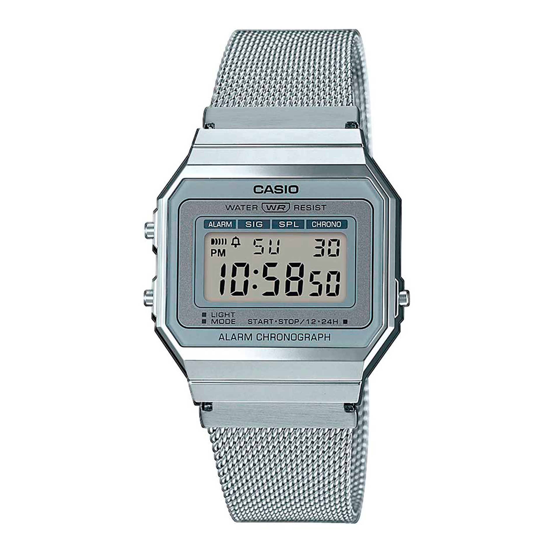 Casio A700WEM-7AEF retro ur i sølvfarvet design