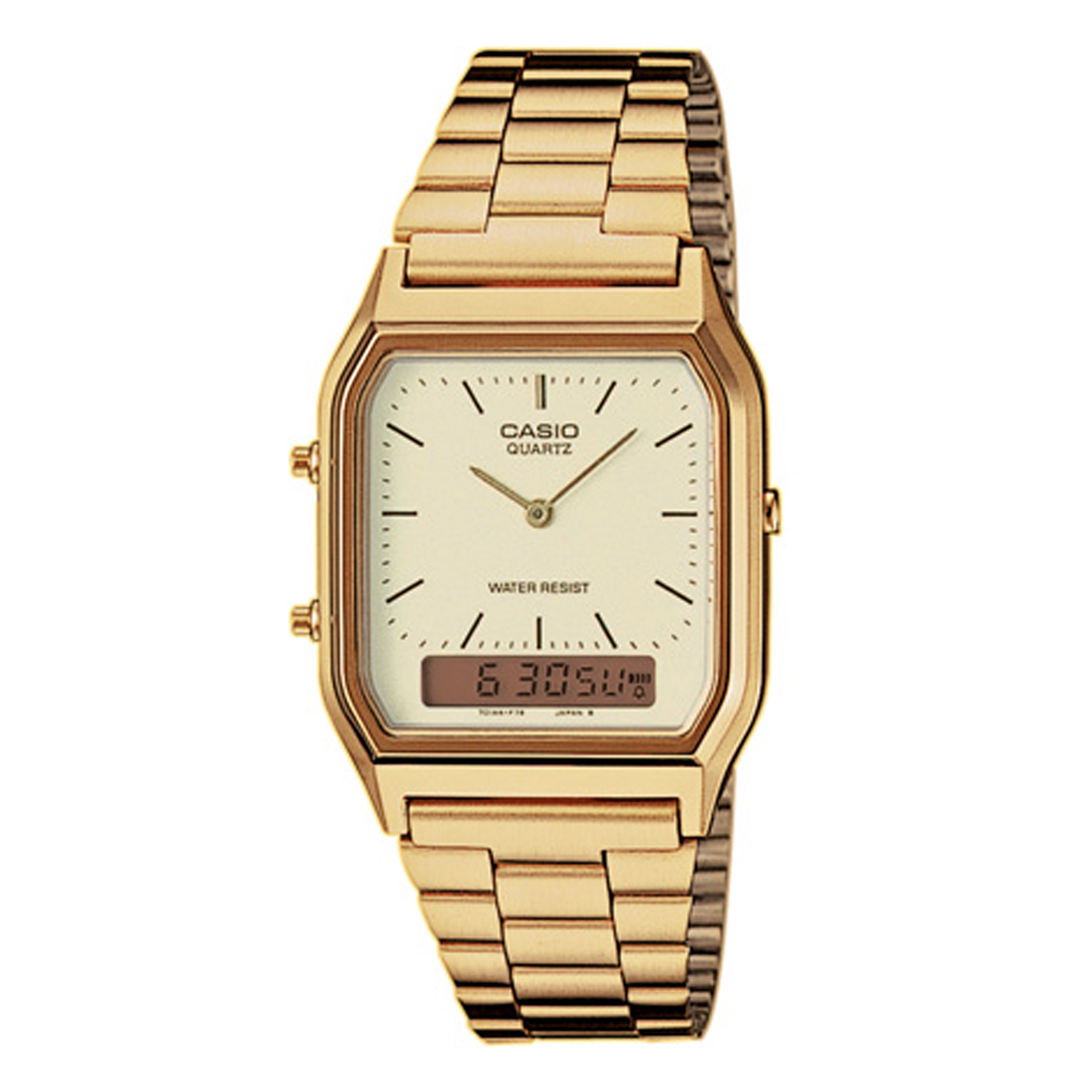 Casio Vintage AQ-230GA-9DMQYES med guldfarvet stållænke