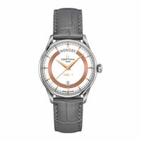 Certina DS-1 Day Date herreur 40 mm med hvid urskive og grå læderrem