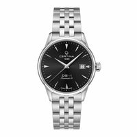 Certina DS-1 herreur 38 mm med sort urskive og stållænke