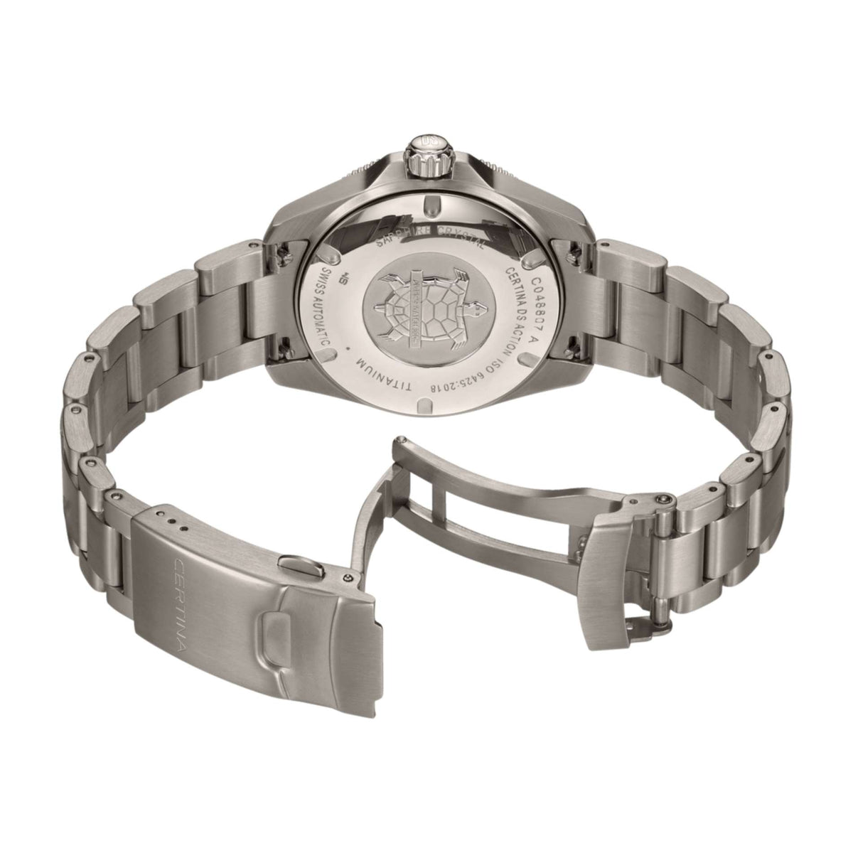 Titaniumlænke med foldelås på Certina DS Action Diver 38 mm C0488074405100