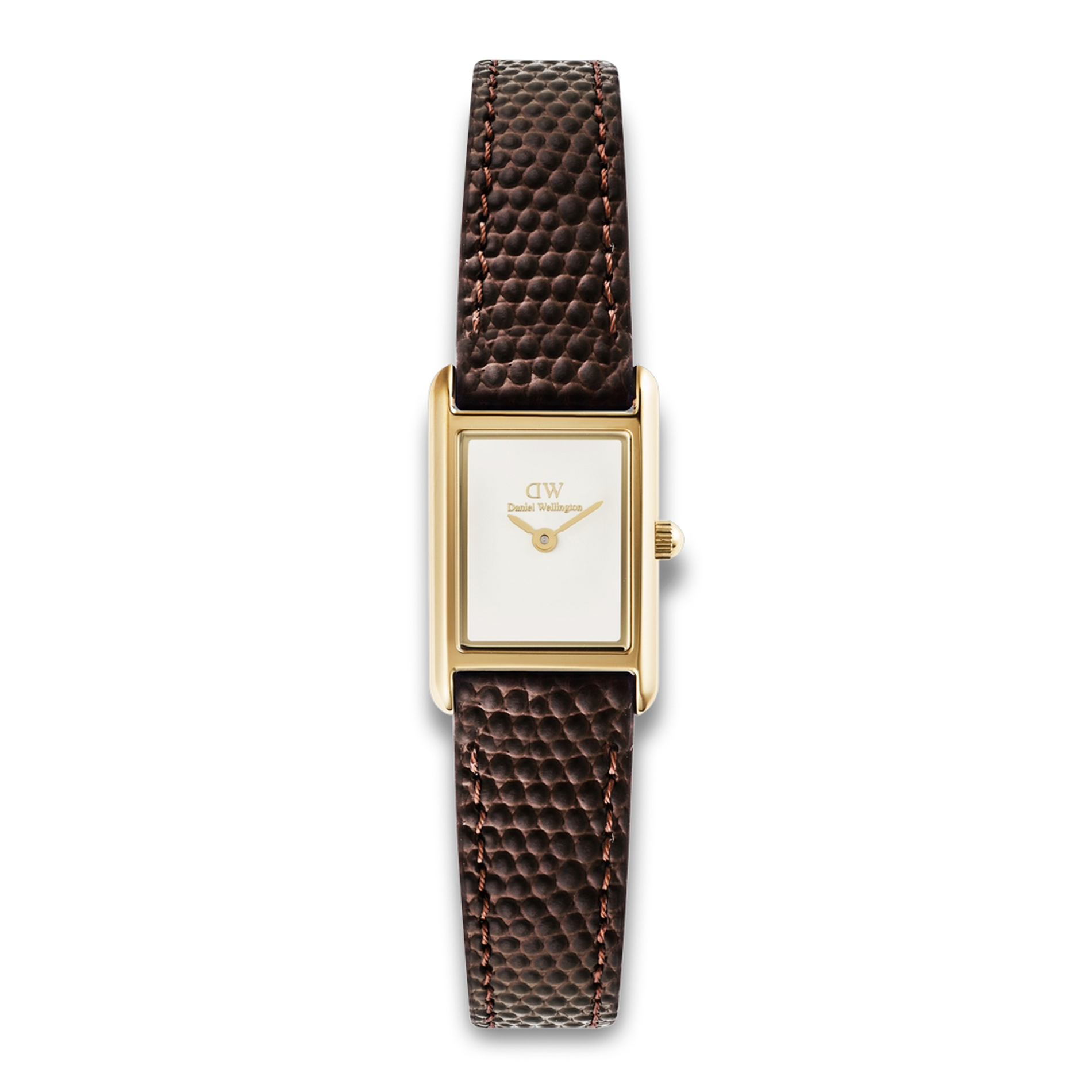 Daniel Wellington Bound Mini Gold 17 mm ADW00100904 med lys urskive og brun læderrem