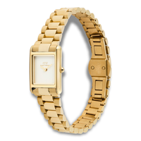 Daniel Wellington Bound Mini Gold ADW00100931 vist fra skrå vinkel med guldfarvet stållænke