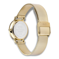 Bagside af Daniel Wellington Petite 28 Mirror G ADW00100797 med guldfarvet mesh-rem