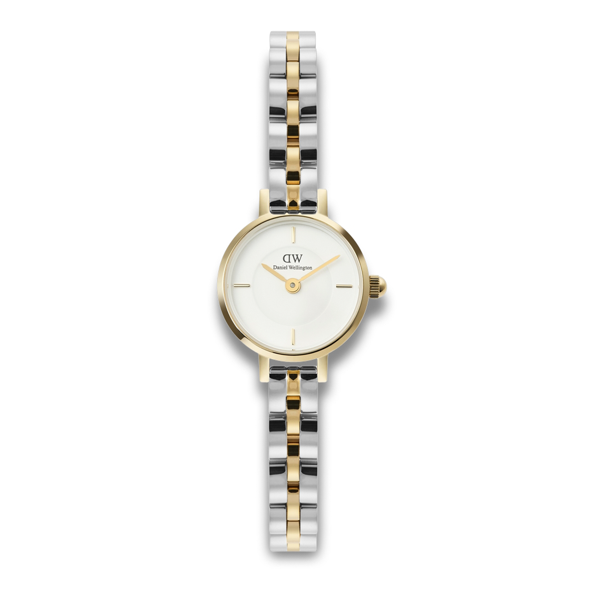 Daniel Wellington Petite Mini Bic 19 mm ADW00100923 med tofarvet stållænke og lys urskive