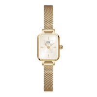 Daniel Wellington Quadro Mini dameur ADW00100656 med guldfarvet mesh-rem og lys rektangulær urskive