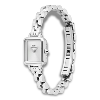 Daniel Wellington Quadro Mini 3-Link ADW00100844 vist fra skrå vinkel med stållænke