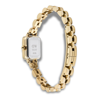 Bagside af Daniel Wellington Quadro Mini 3-Link ADW00100850 med guldfarvet stållænke