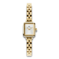 Daniel Wellington Quadro Mini 3-Link 15 mm ADW00100850 med guldfarvet stållænke og lys urskive