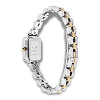 Bagside af Daniel Wellington Quadro Mini Bic ADW00100925 med tofarvet lænke i rustfrit stål