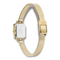 Bagside af Daniel Wellington Quadro Mini Mirror G ADW00100801 med guldfarvet mesh-rem