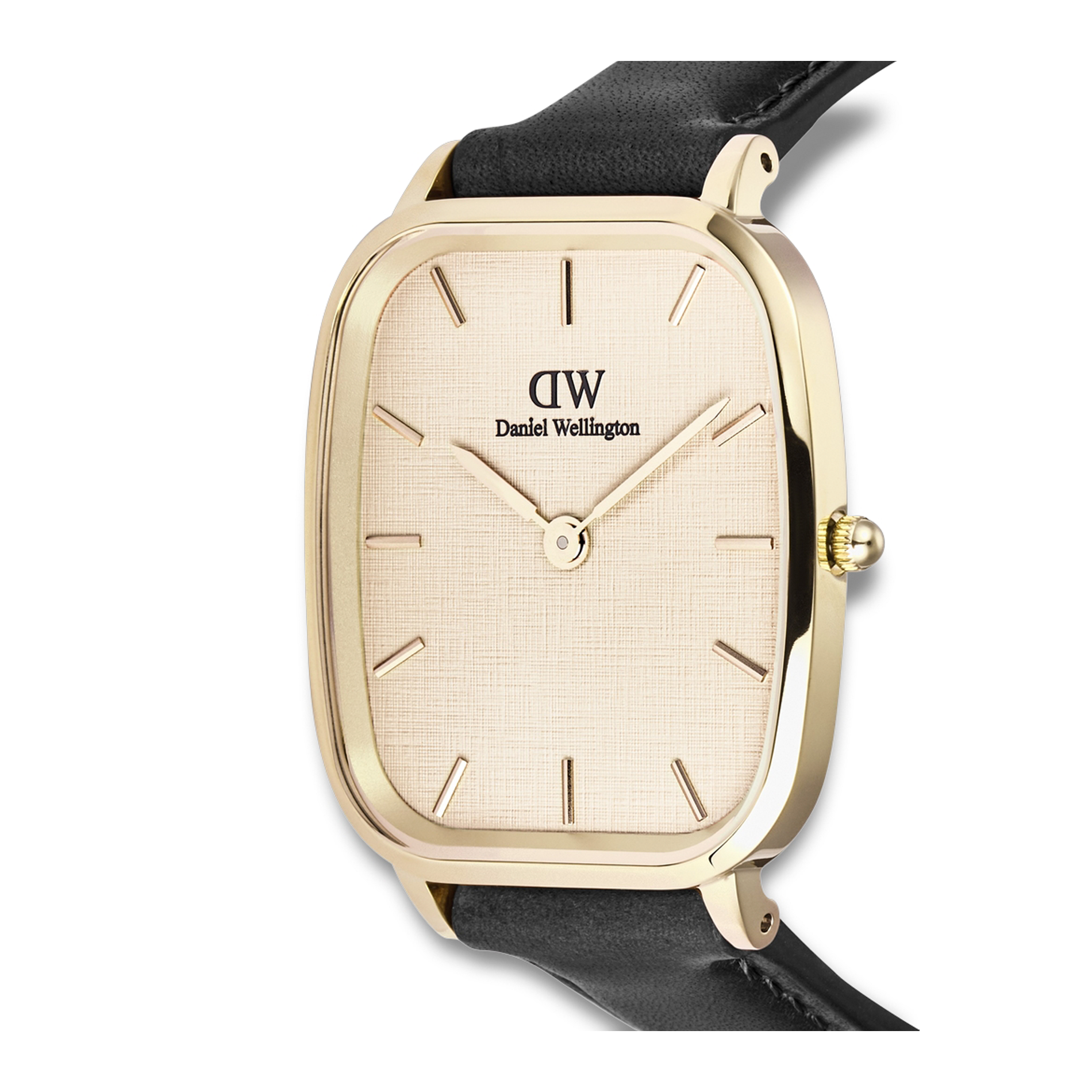 Nærbillede af Daniel Wellington Vintage Sheffield G 36 mm med guldfarvet urkasse