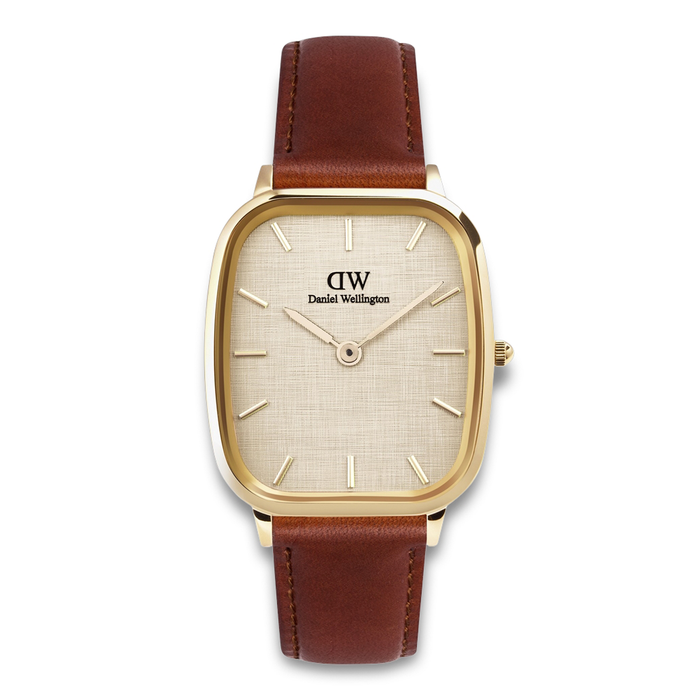 Daniel Wellington Vintage St Mawes G 36 mm ADW00100839 med champagnefarvet urskive og brun læderrem