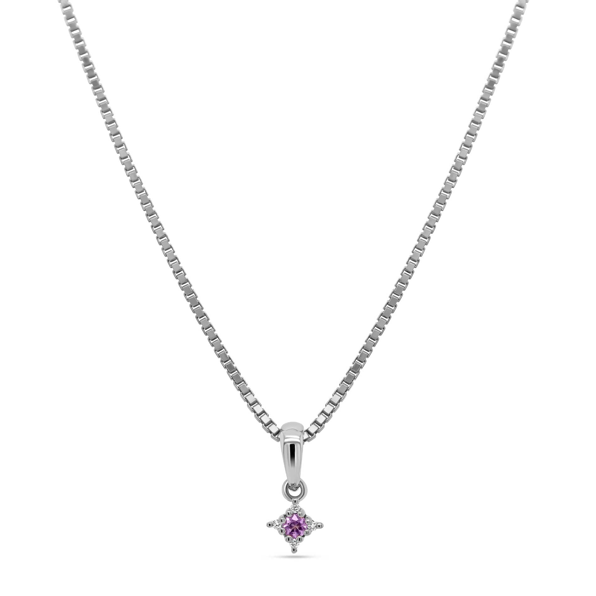 Wilma pink safir vedhæng i hvidguld med 0,01 carat diamanter