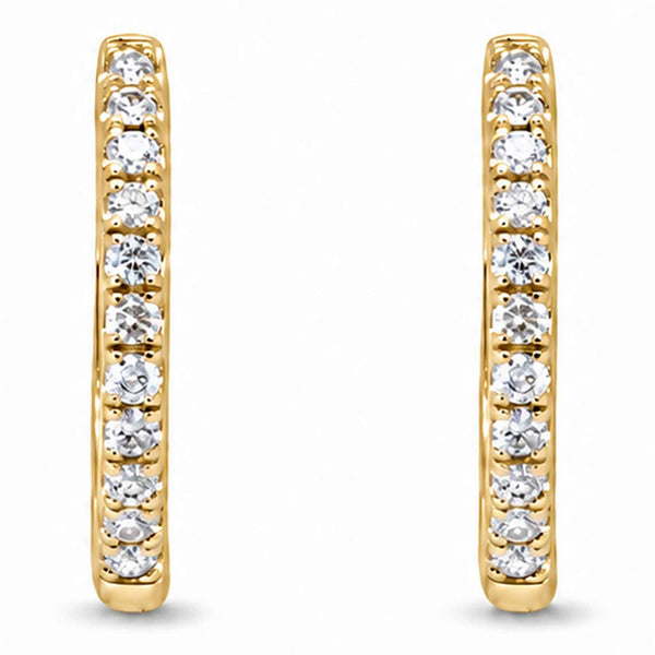 Diamond Hoops i 18 karat guld med 22 hvide diamanter på hvid baggrund