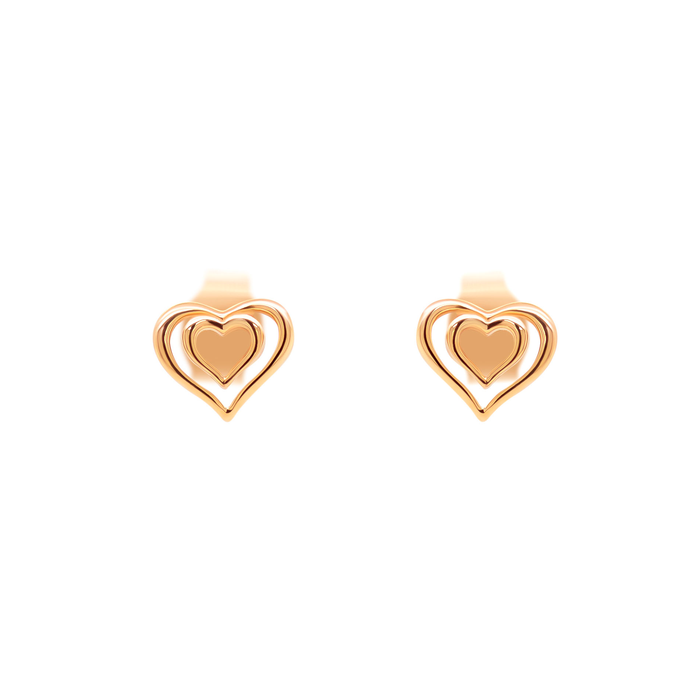 Duo Hearts ørestikker i 8 kt. guld med dobbelt hjertedesign og et romantisk, tidløst udtryk i blankpoleret finish