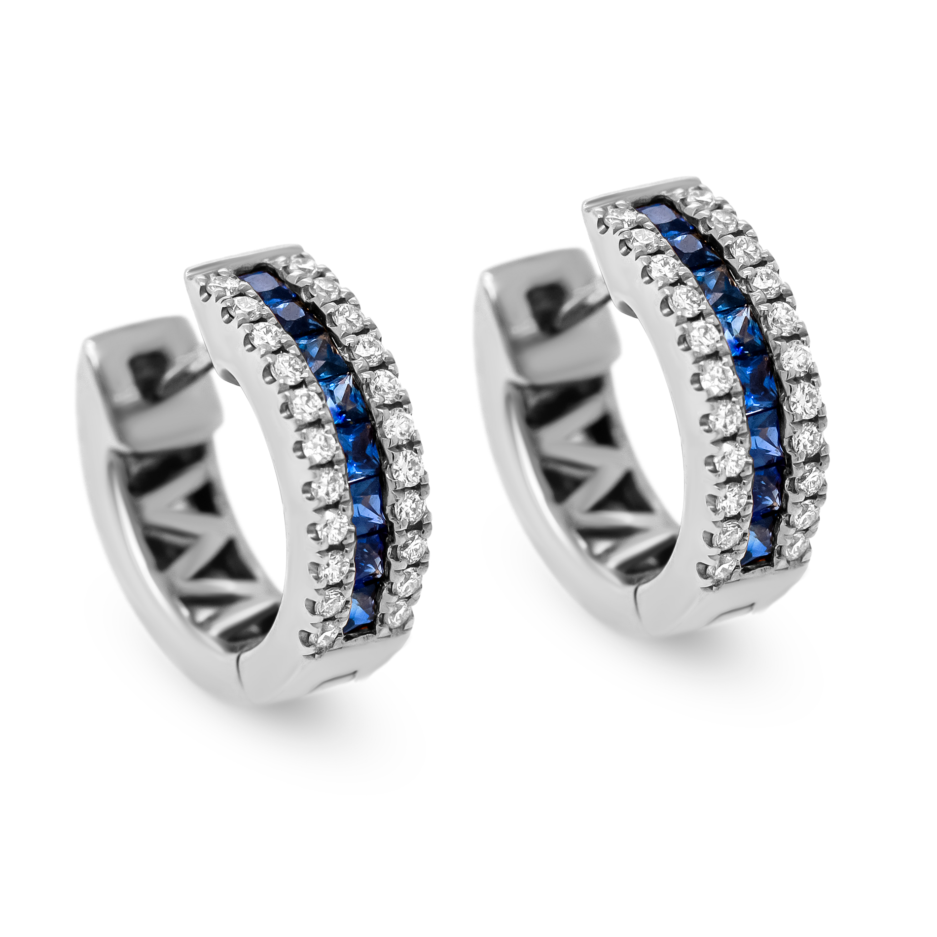 Dynasty creoler i 18 kt. hvidguld med pavéindfattede diamanter og safirer