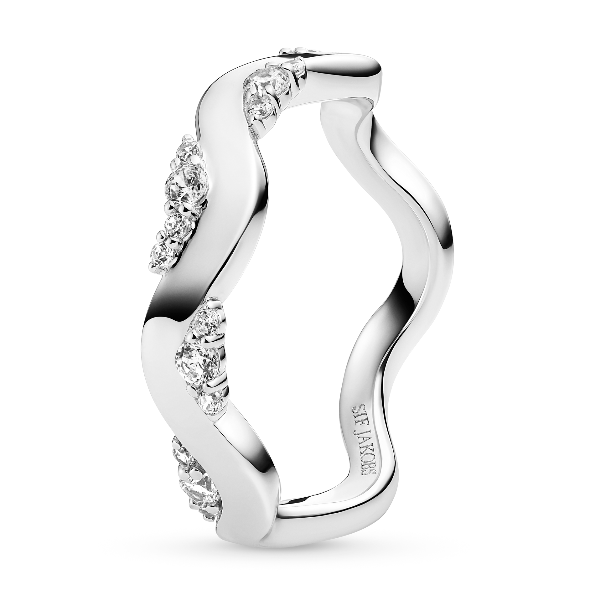 Ellera Waves Altro ring i sterling sølv med klare zirkonia sten i bølgende design