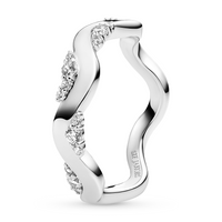 Ellera Waves Altro ring i sterling sølv med klare zirkonia sten i bølgende design