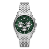 Emporio Armani Antonio herreur 41 mm AR11581 med grøn urskive og sølvfarvet stållænke