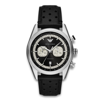 Emporio Armani Racer herreur 42 mm AR11635 med sort urskive og sort læderrem
