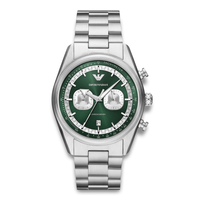 Emporio Armani Racer herreur 42 mm AR11637 med grøn urskive og stållænke