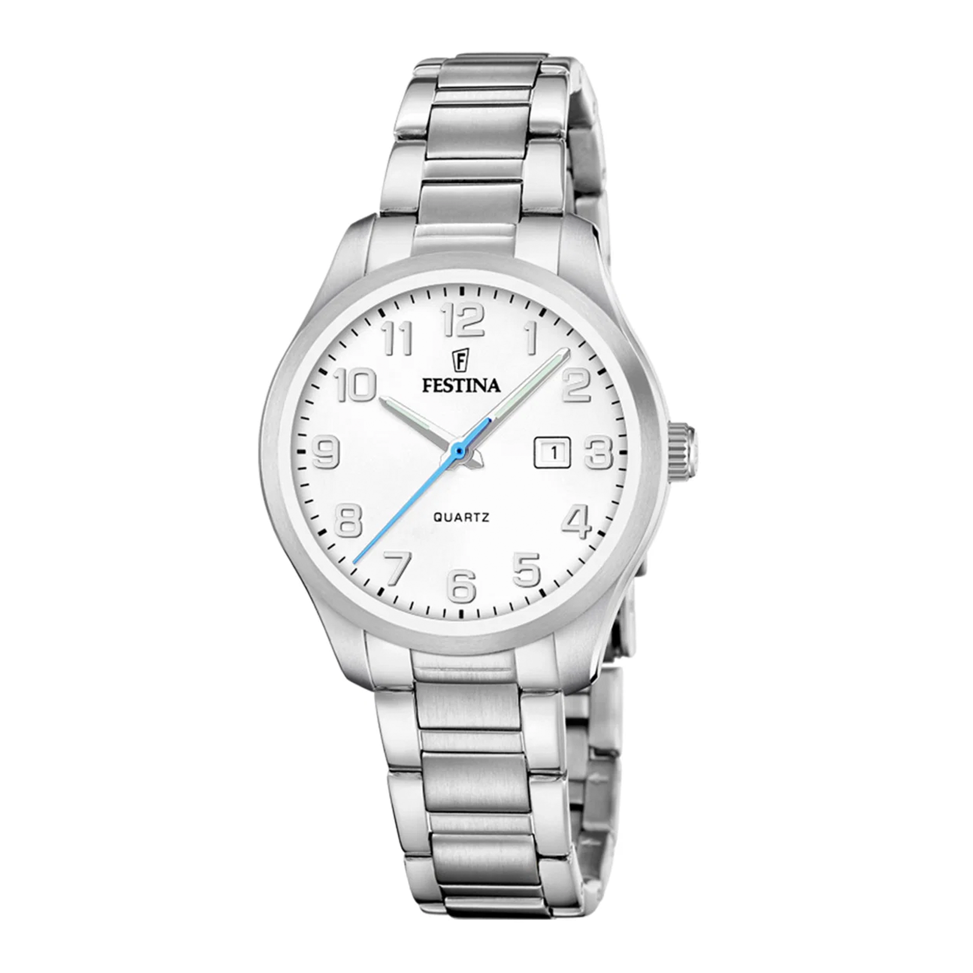 Festina Acero dameur 34 mm F20737/1 i rustfrit stål med hvid urskive og datovisning